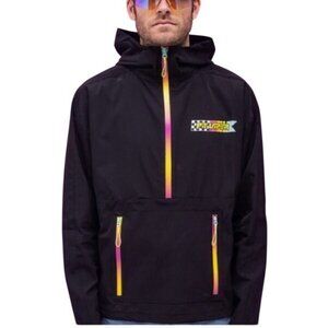 NWT Pit Viper Breezer Windbreaker Jacket S Black Multi-Color Zippers Hooded